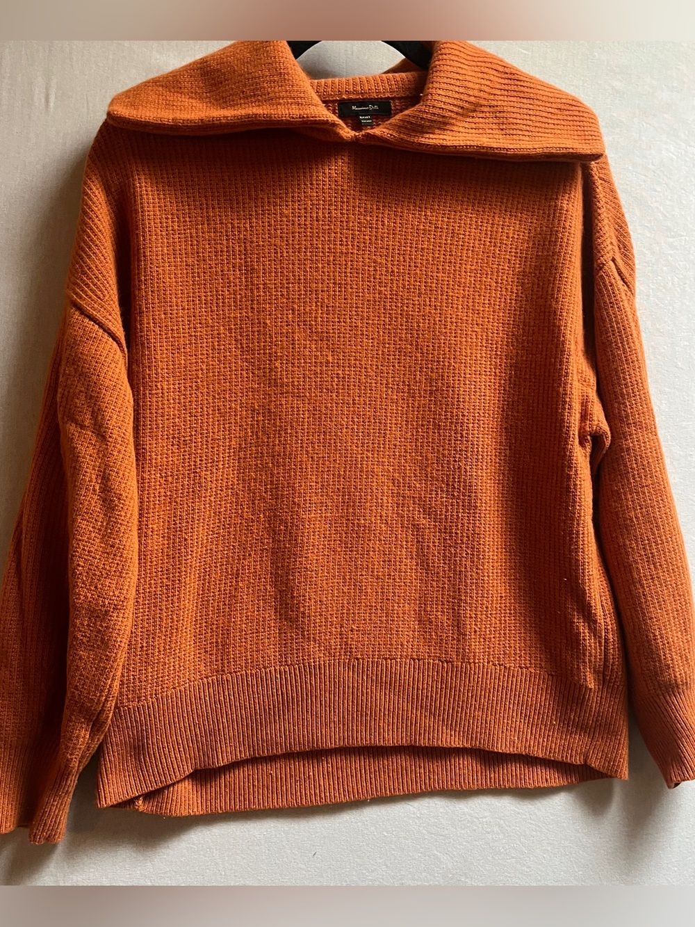 Massimo Dutti Orange Wool Cashmere Fold Collar Knit Sweater EUR XS/S - US S